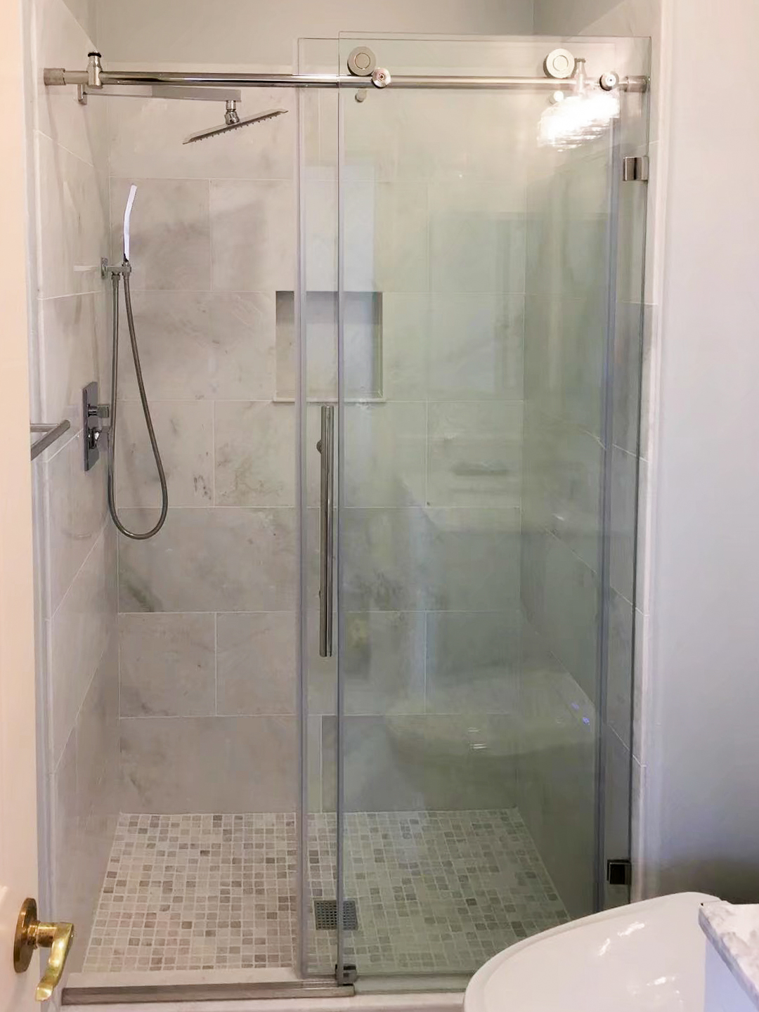Clean modern brown shower